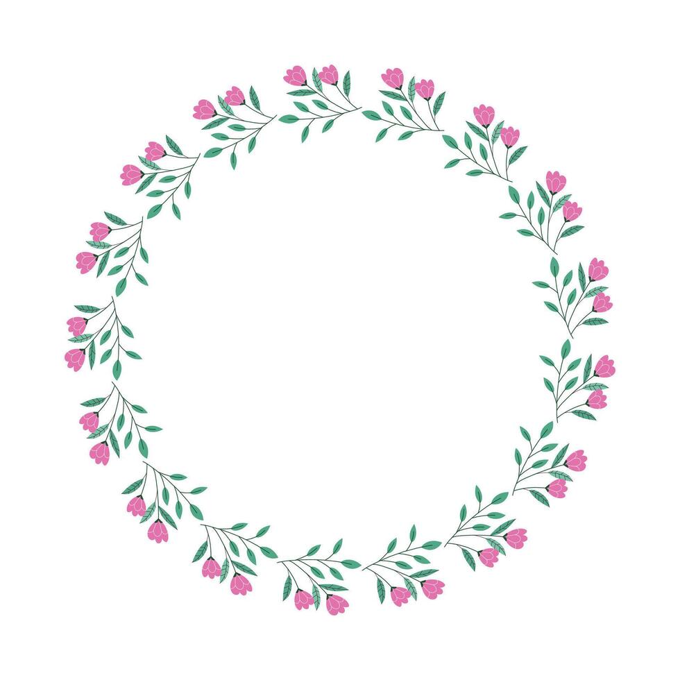 vector handdrawn spring floral frame concept