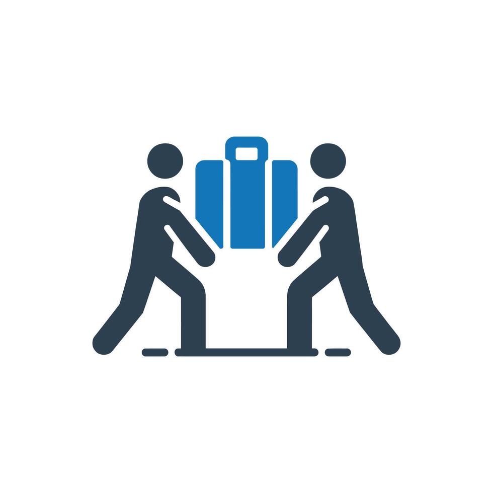 Two people lifting a heavy object icon vector