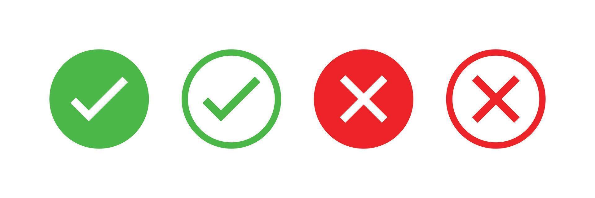 Right And Wrong icon Vector Illustration. Check mark and Cross mark sign. Yes And No Check Marks Icons.
