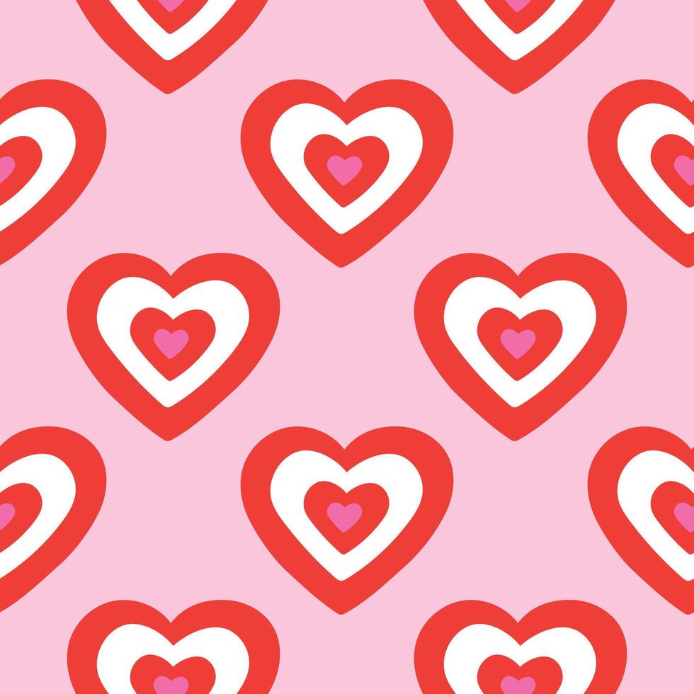 Retro Hearts Pattern San Valentines Background Love Repeat Pattern Red Hearts Seamless Pattern vector