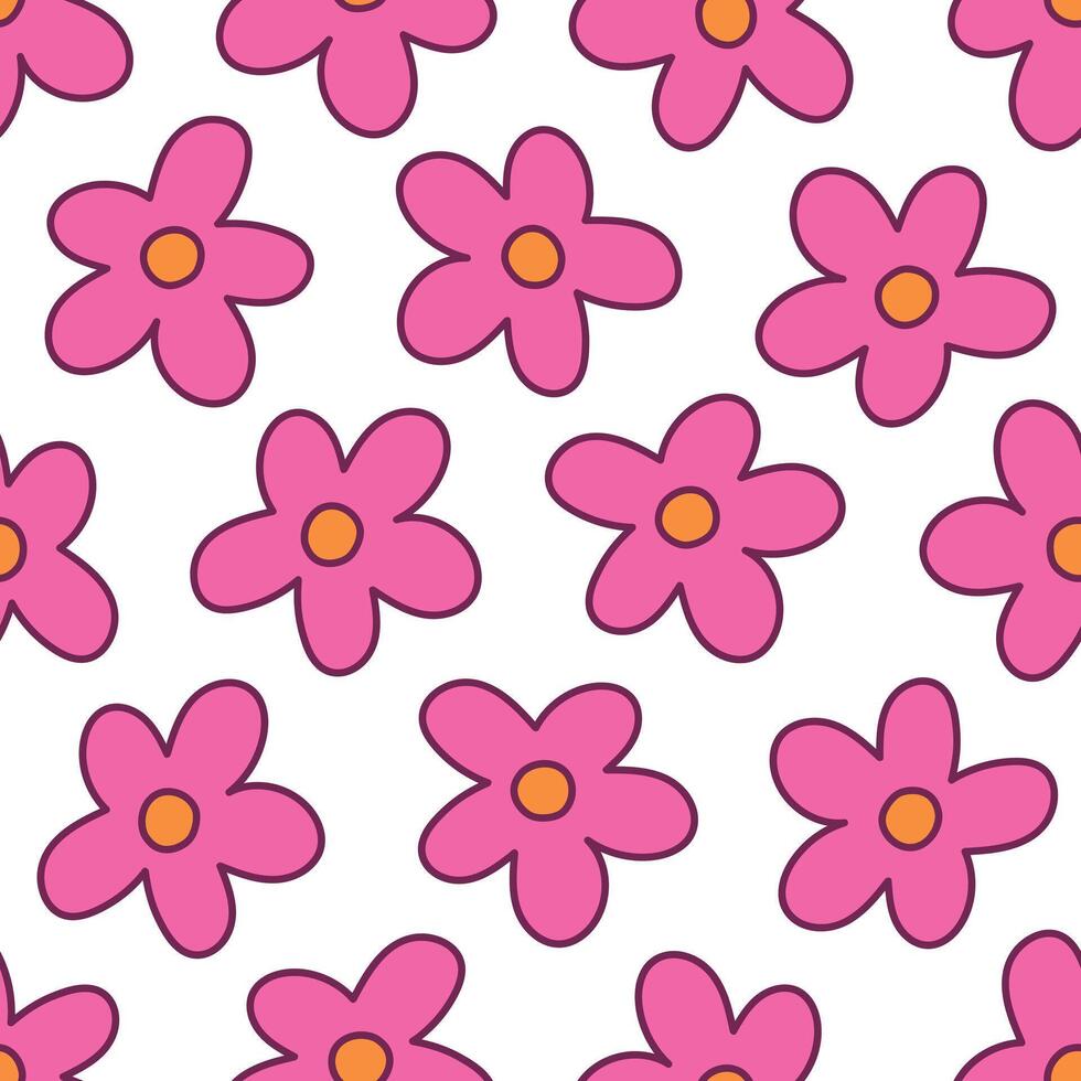 Pink Flowers Pattern Daisy Seamless Pattern Pink Floral Background vector