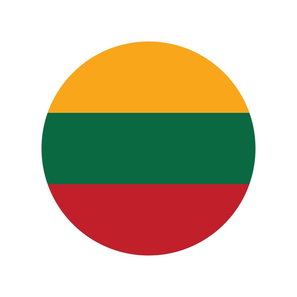 Lithuania national flag vector illustration. Lithuania Round flag.