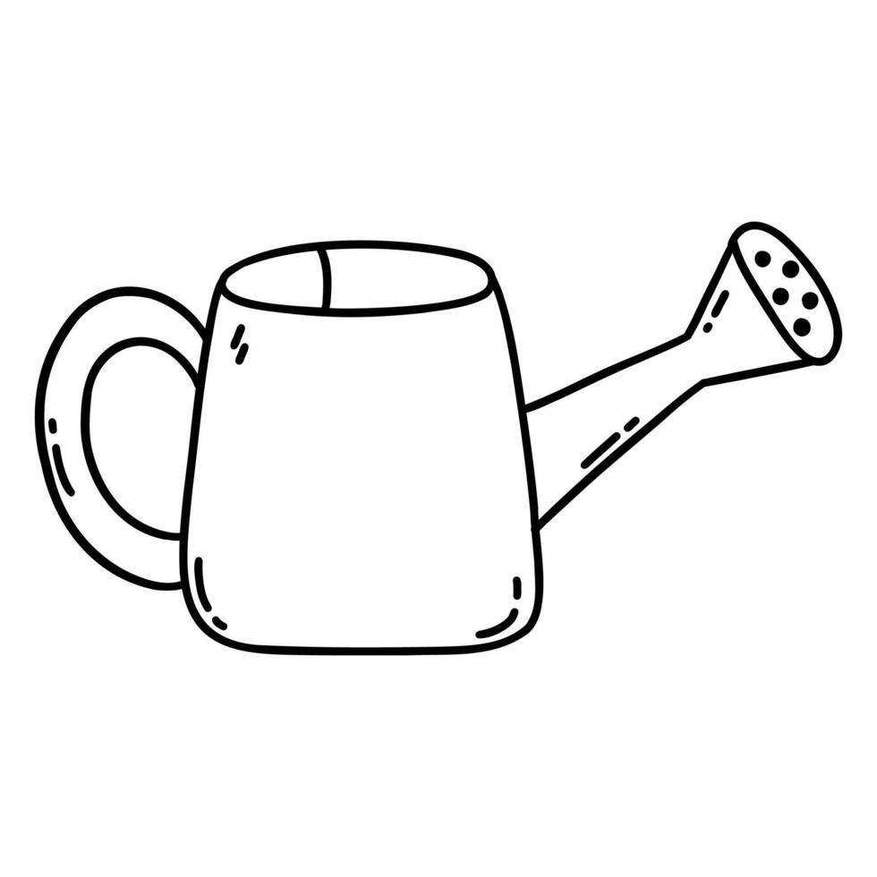 Watering can. Vector hand drawn doodle black and white