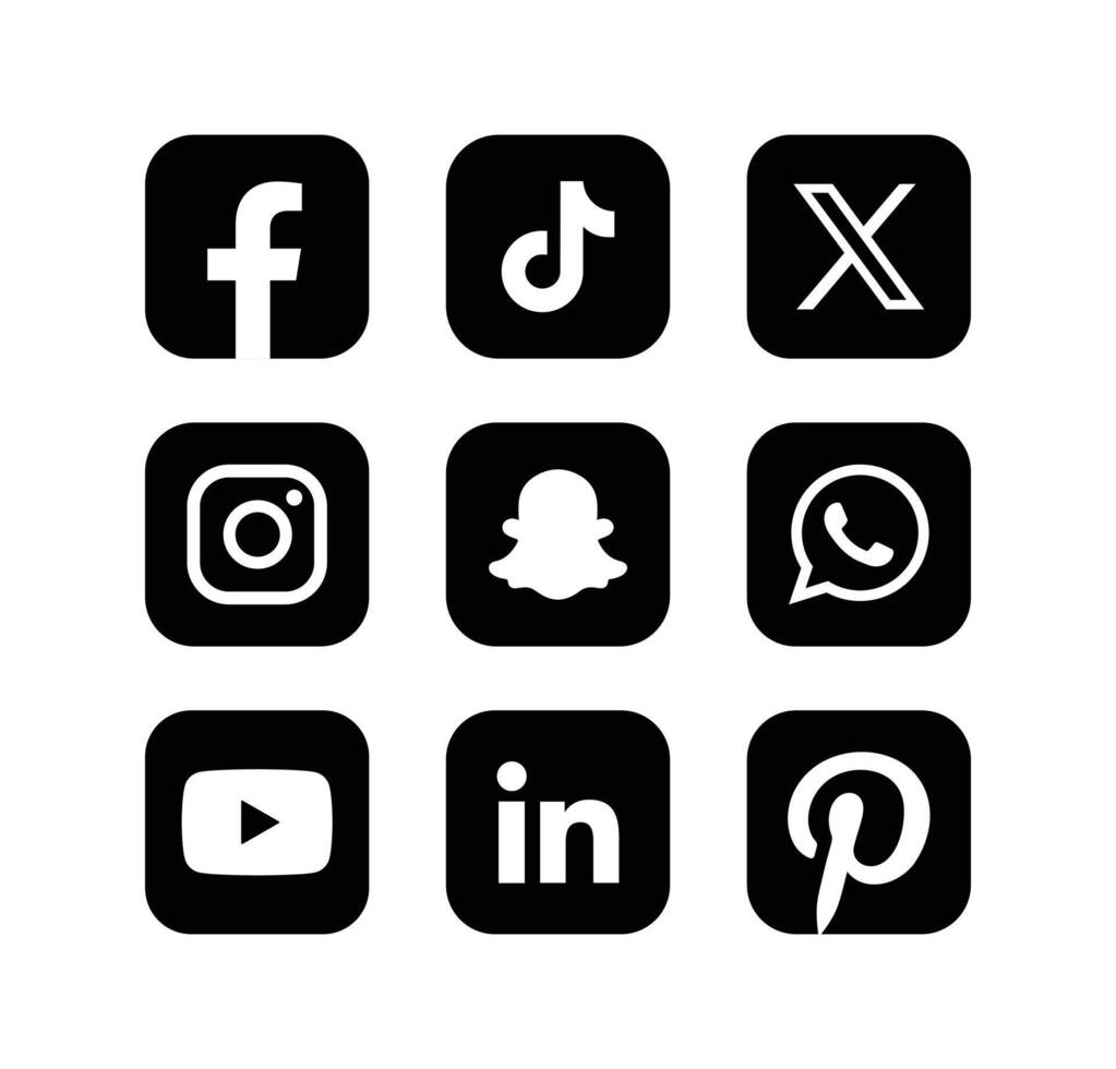 Set of social media icons. Popular social media logo collection. vector