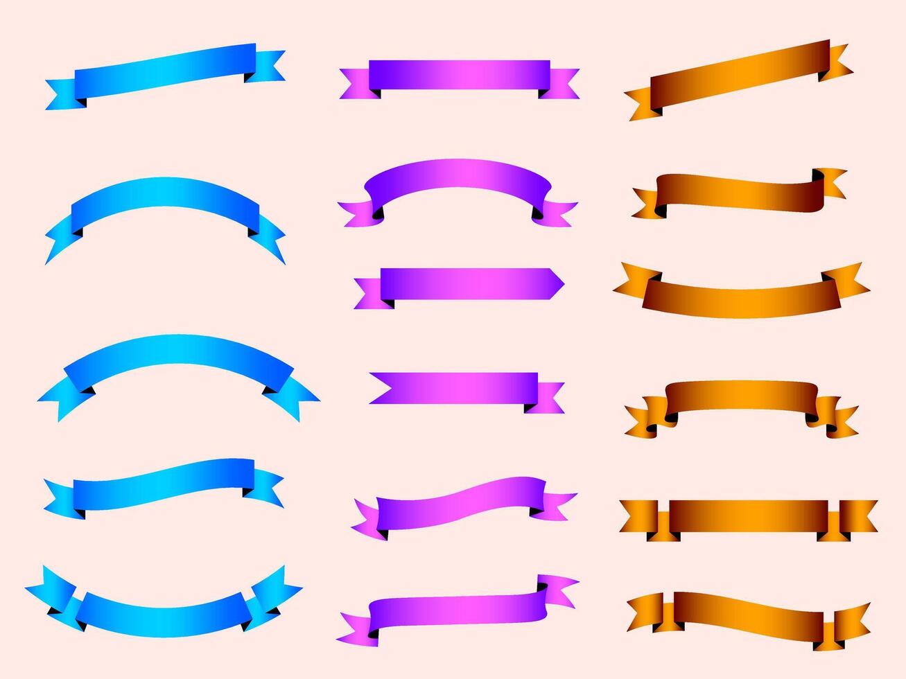 Ribbon elements. Modern simple ribbons collection. Flat banner ribbon for decorative design. Ribbons, Banners, badges, Labels Design Elements. vector
