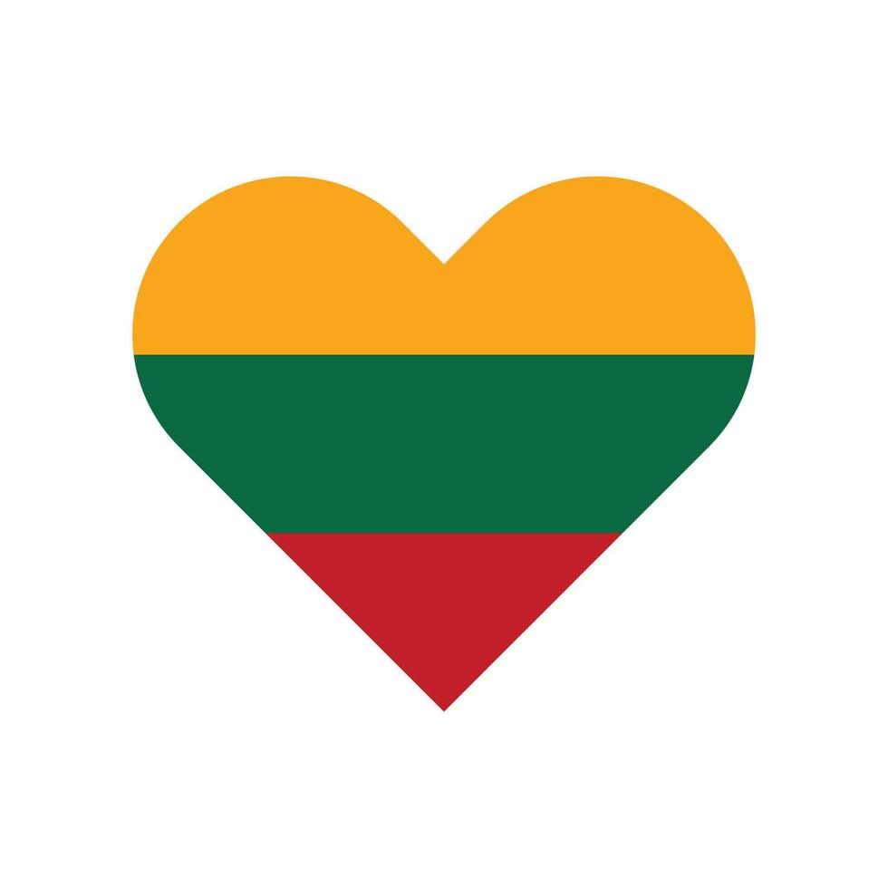 Lithuania national flag vector illustration. Lithuania Heart flag.