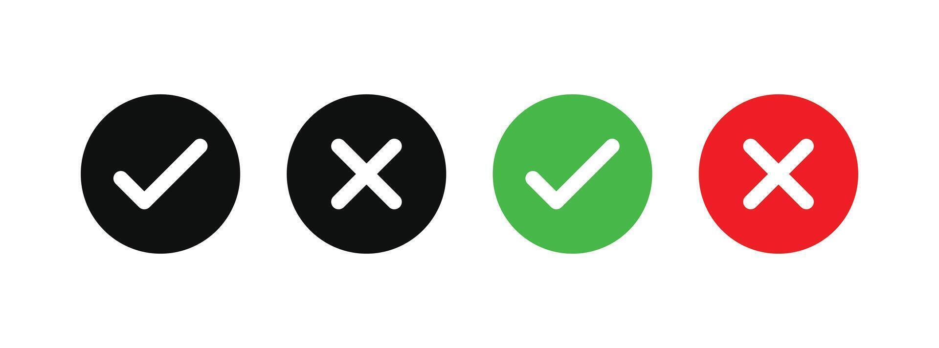 Right And Wrong icon Vector Illustration. Check mark and Cross mark sign. Yes And No Check Marks Icons.