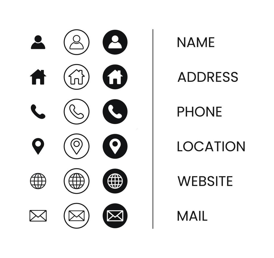 Web contact us icon. Business Contact Us information icons collection. vector