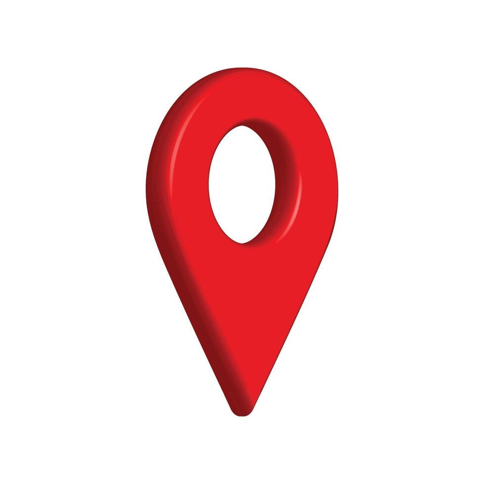 3d red map pointer. Location vector icon on white background.