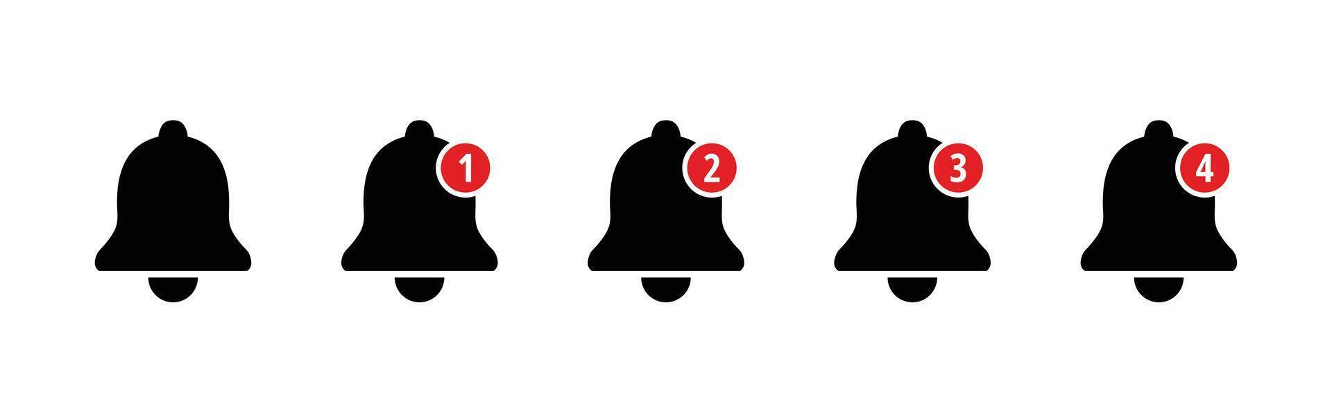 Notification bell icon set. New message notification reminder icons collection. vector