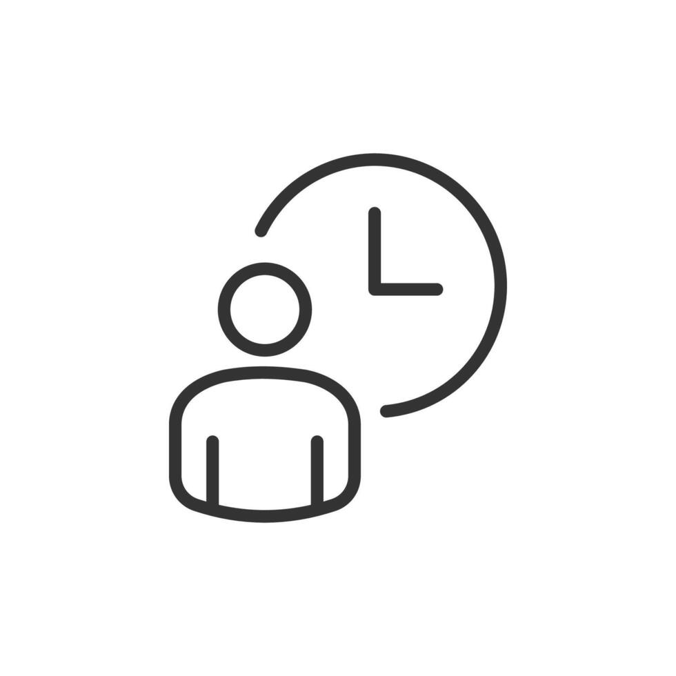 trabajo hora icono. negocio trabajo en equipo, equipo edificio, trabajo grupo y humano recursos mínimo Delgado línea web icono conjunto vector