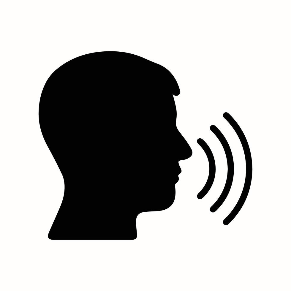 a silhouette of a man with a speaker in the middle. vector