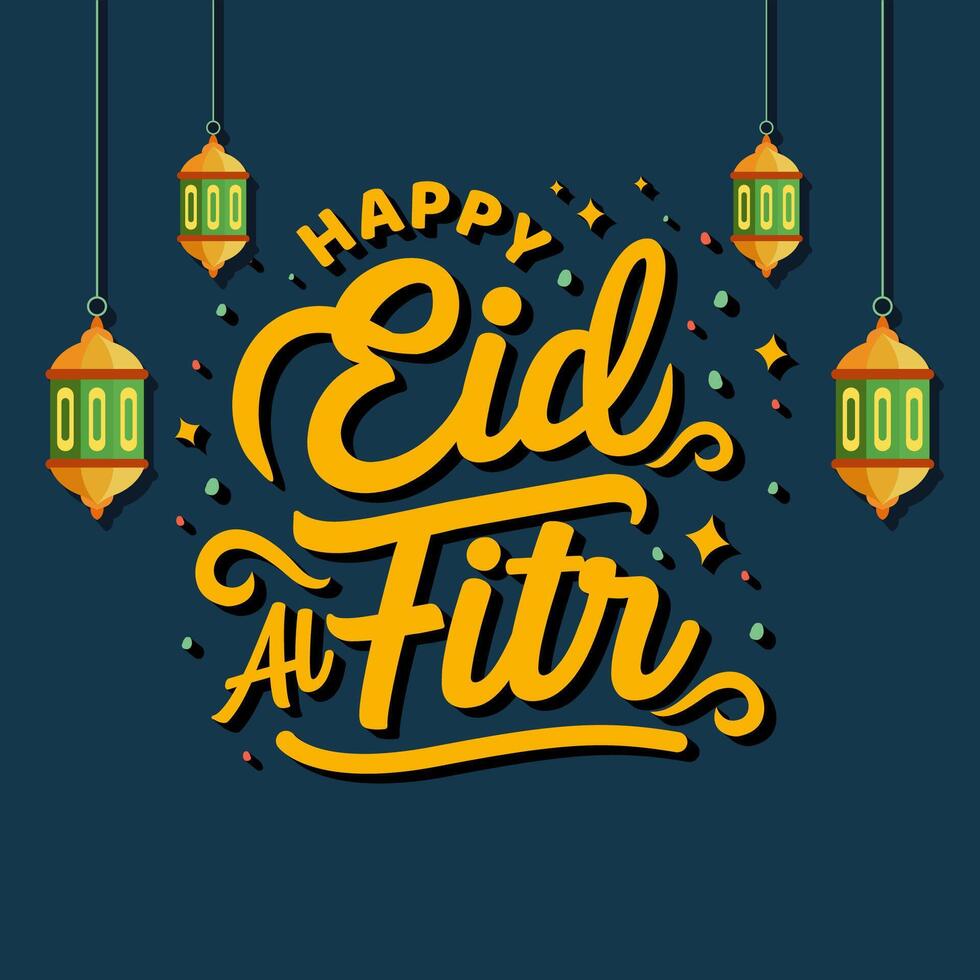 Creative Calligraphy Illustration of Happy Eid Al Fitr Vector Eid greetings. Muslim Eid.