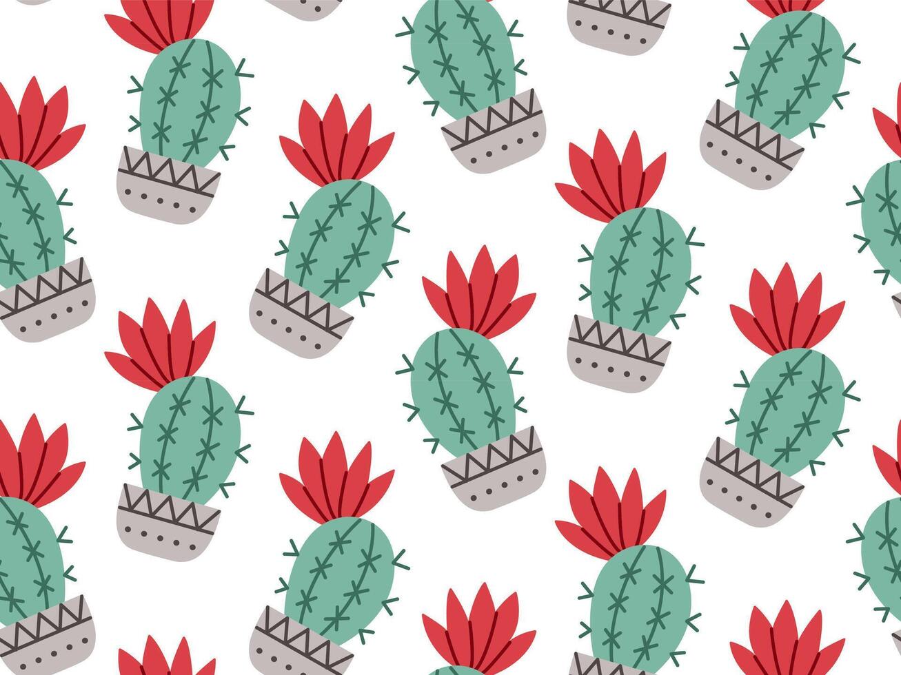 Cactus seamless pattern. Mexico cacti flower and tropical home plants or Arizona summer climate garden cactuses. vector