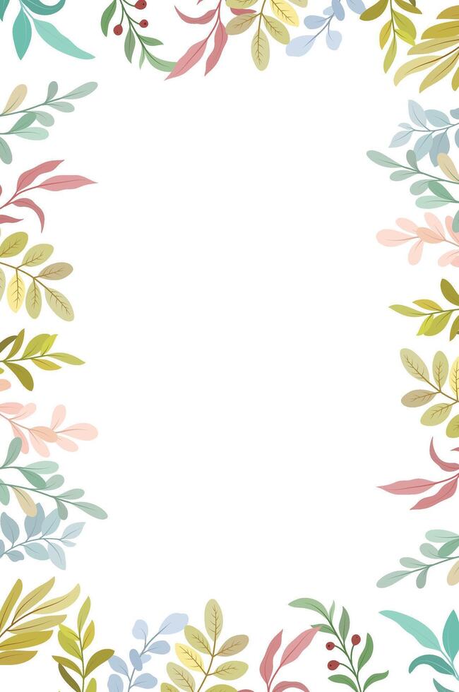 border with wild leaf decorations, leaf frame vector