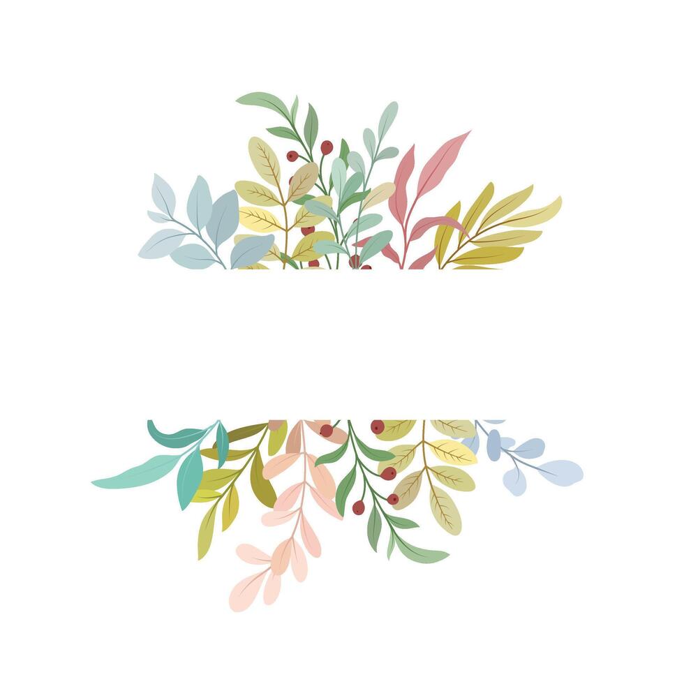 leaves, wild leaves, plant bouquets. Frame decoration with leaves. vector
