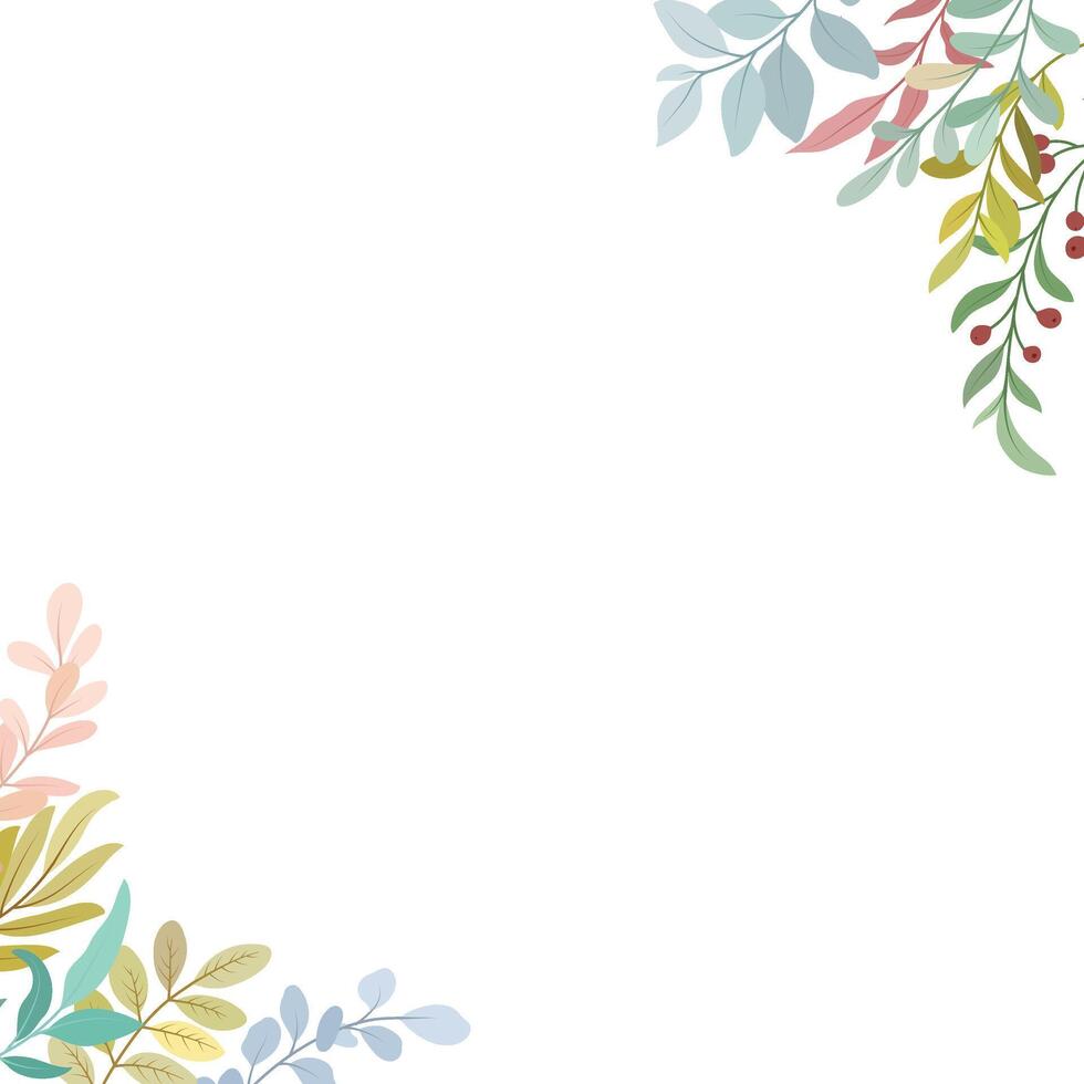 border with wild leaf decorations, leaf frame vector