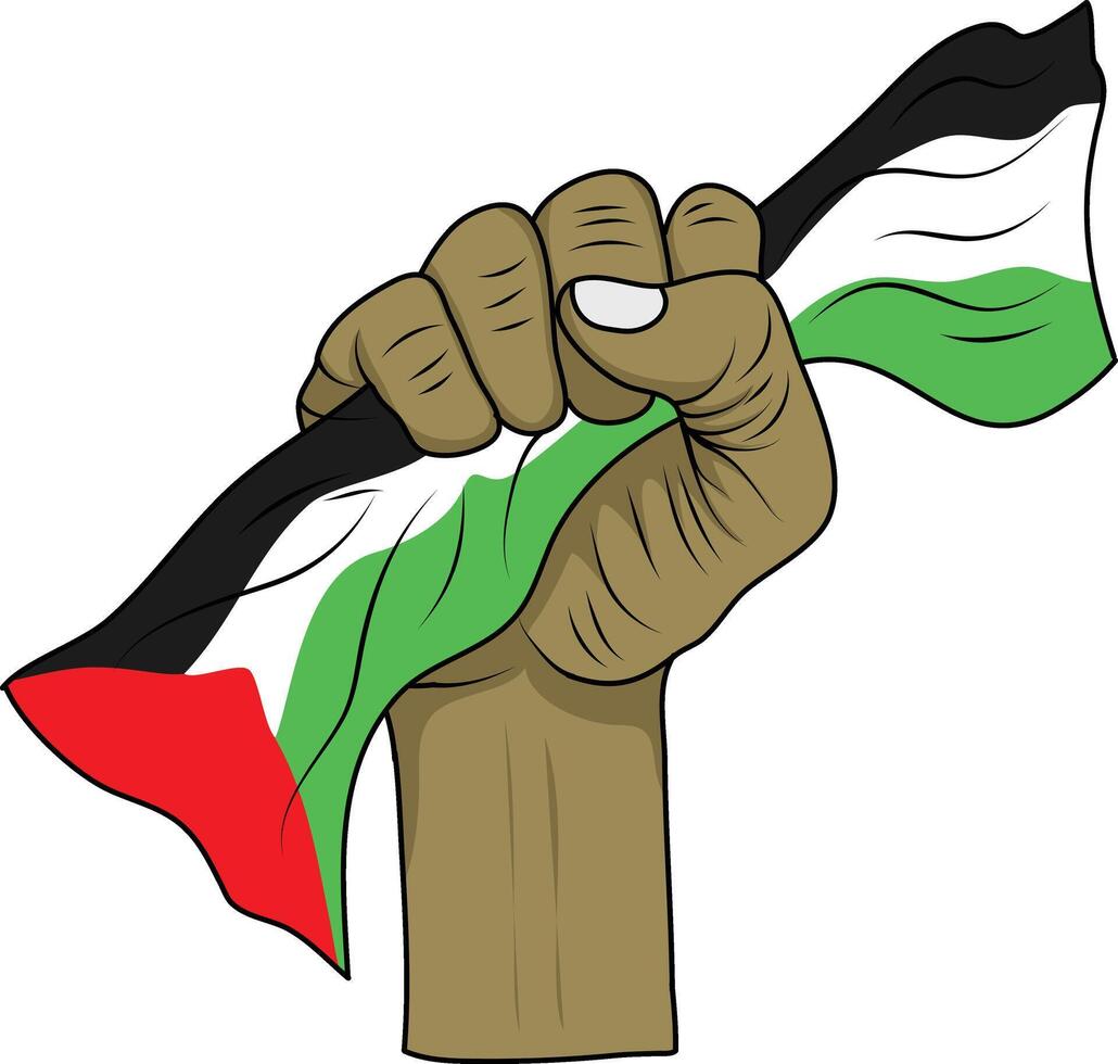 Hand drawn Palestinian freedom illustration. vector illustration of Hand with Palestine flag