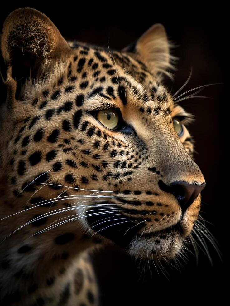 ai generado cerca arriba retrato de leopardo. generativo ai foto