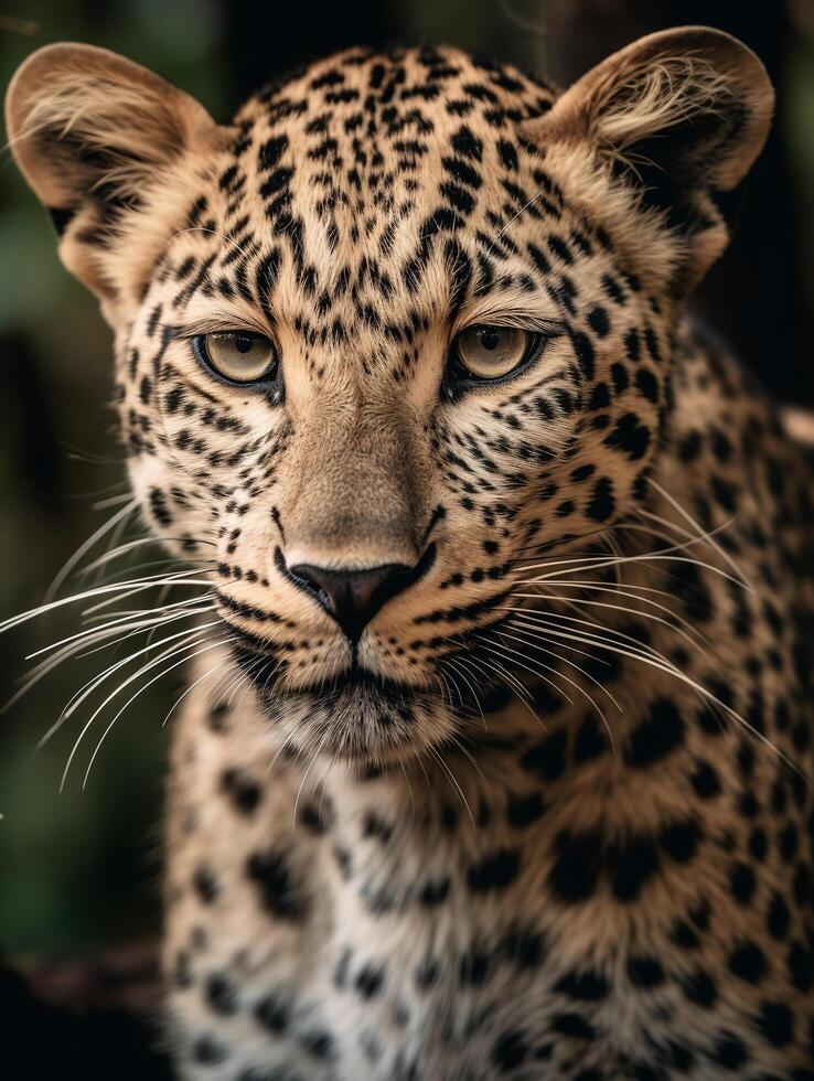 AI generated close up portrait of leopard. generative ai photo