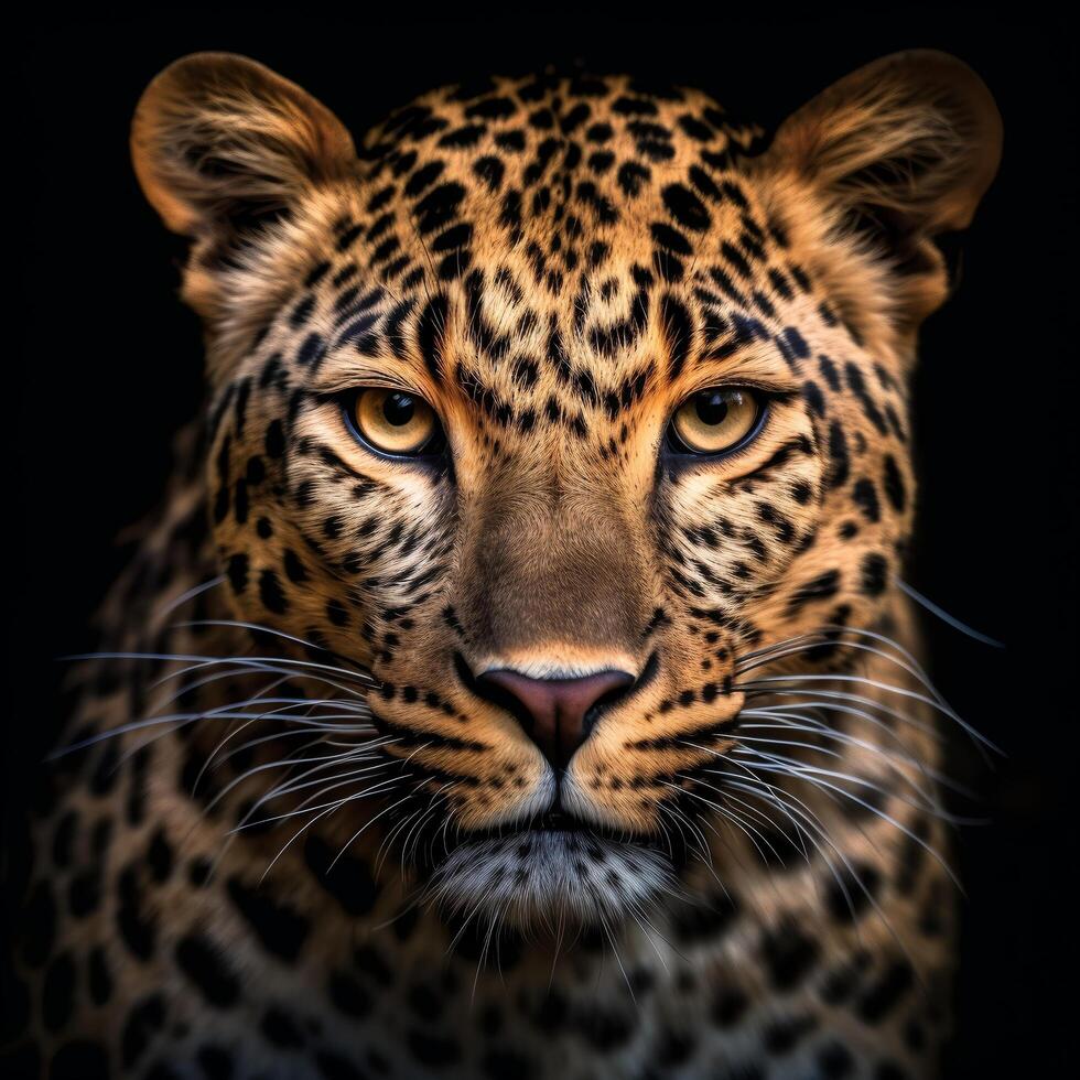 ai generado cerca arriba retrato de leopardo. generativo ai foto