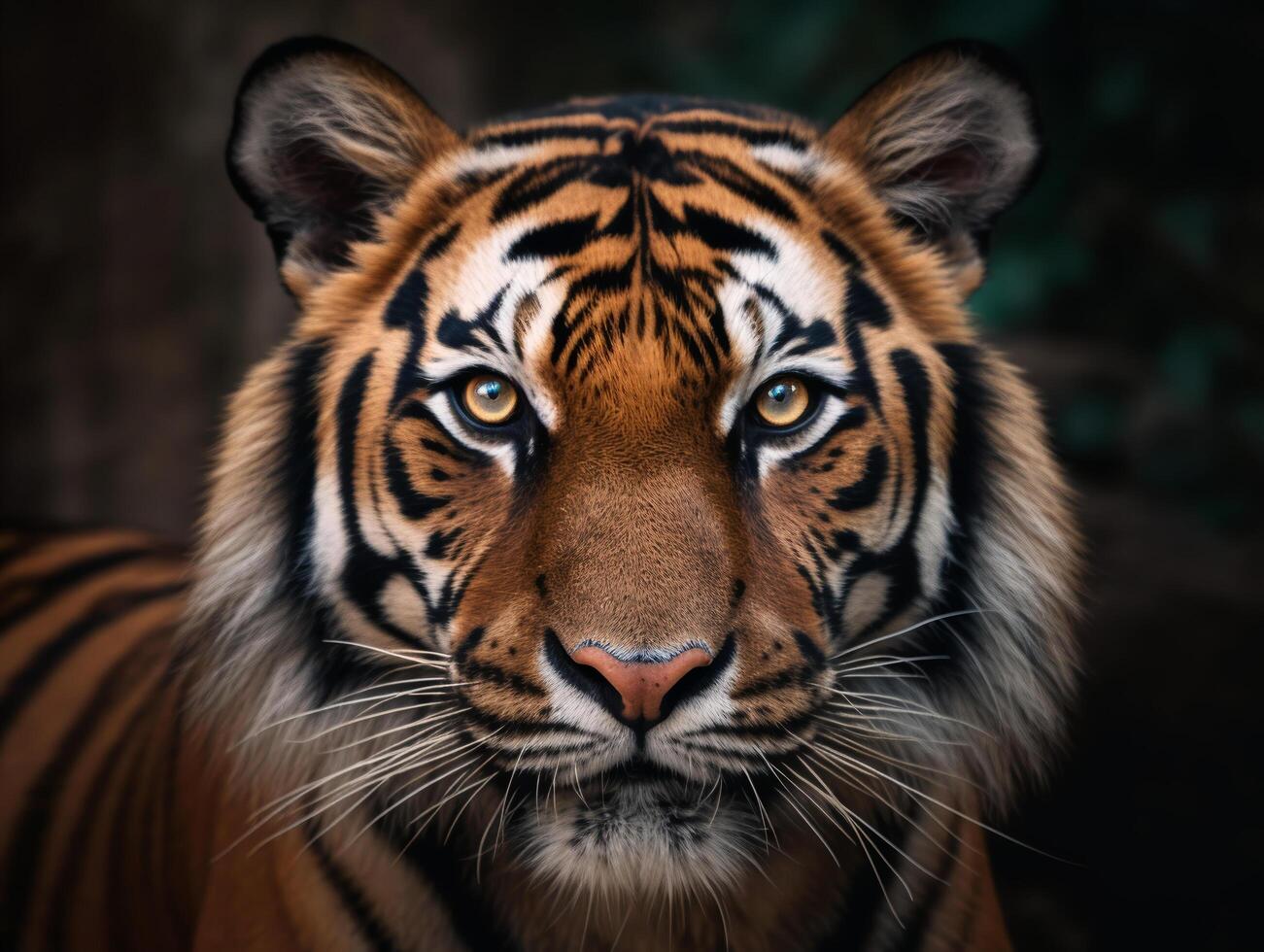 AI generated close up detailed portrait of tiger face, generative ai photo