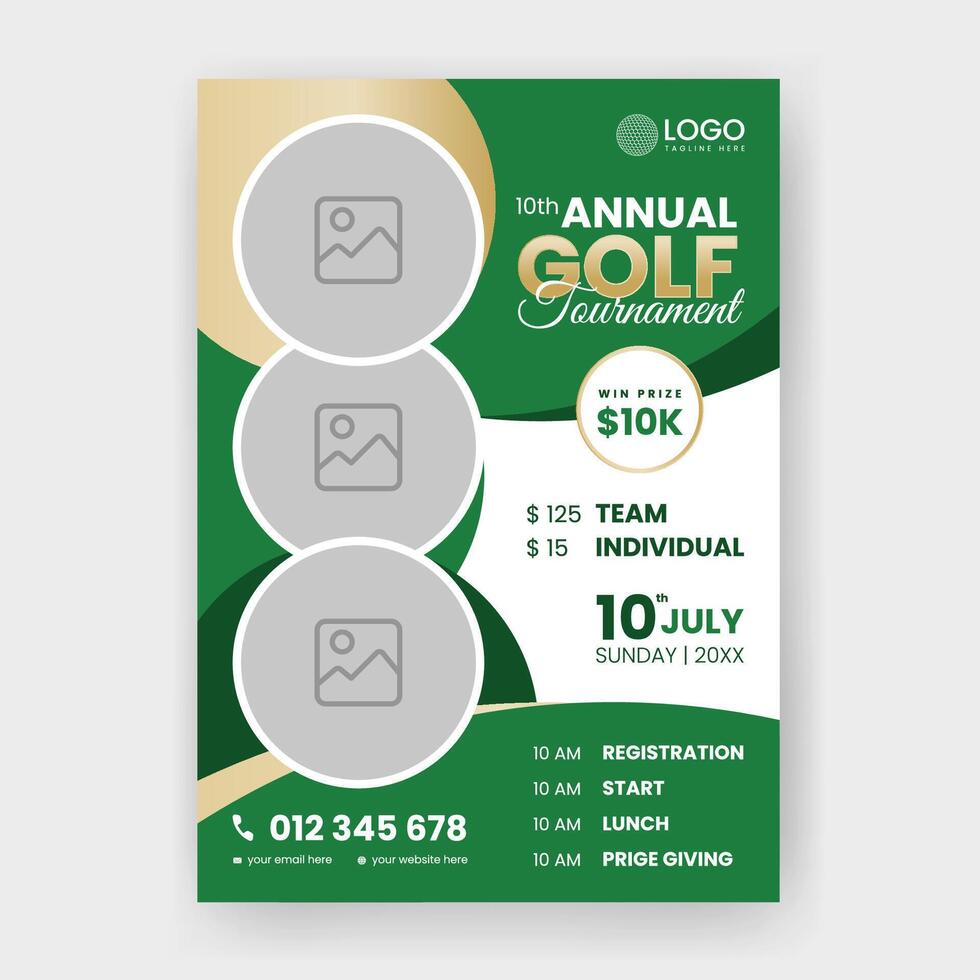 Golf Event Flyer Template. Professional Golf Tournament Flyer with Abstract Shapes  Suitable for Course, Poster, Banner, Ad, Brochure, Invite, etc. vector