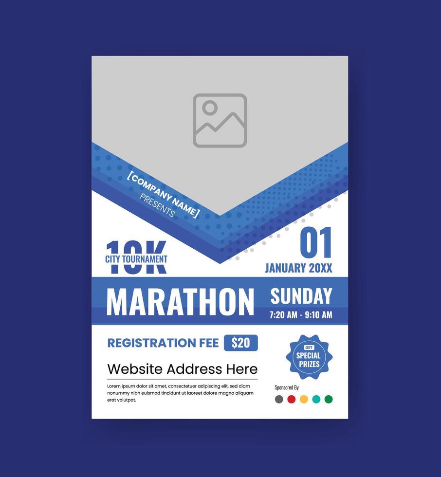 Marathon Flyer Template.  Running Flyer for Sports Event. Abstract Grunge Shapes suitable for Poster, Banner, Brochure, Social Media Posts, Book Cover, Pamphlet, Magazine, etc vector