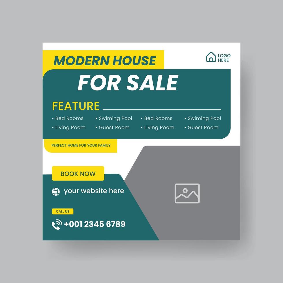 Modern Real state Home rent social media post Sale or carousel design template vector