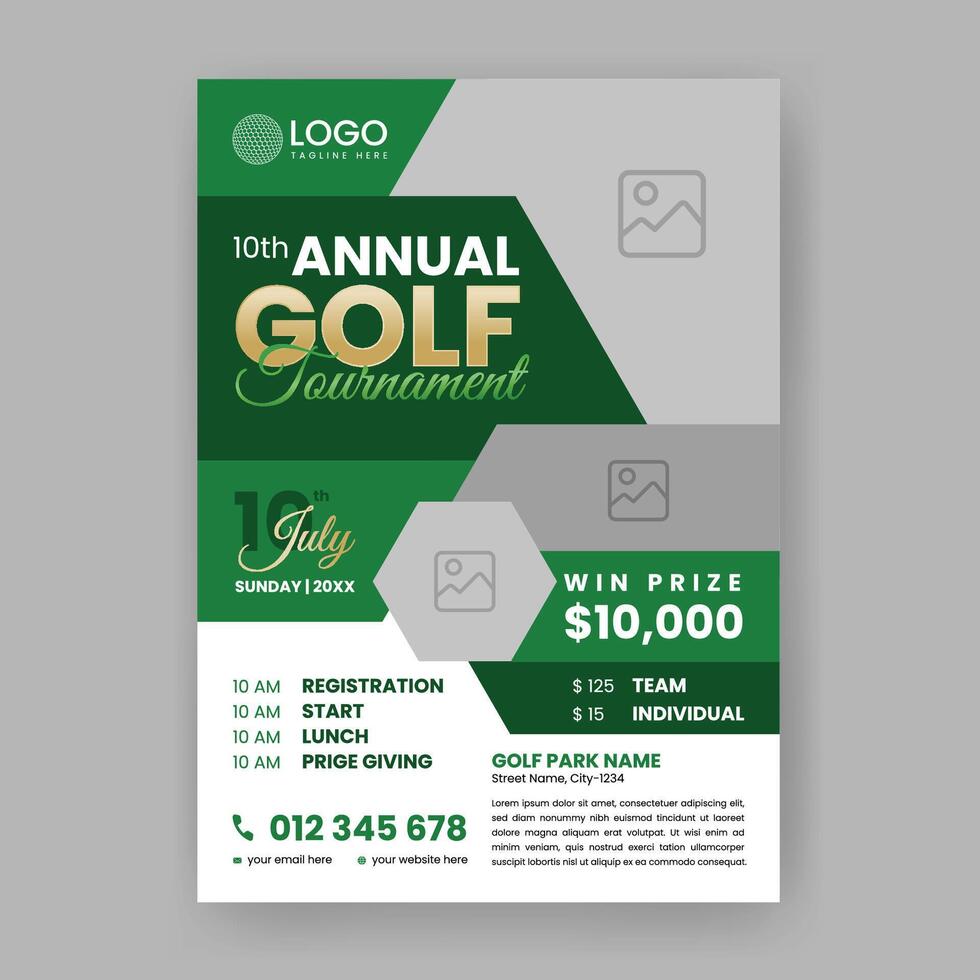 Golf Event Flyer Template. Professional Golf Tournament Flyer with Abstract Shapes  Suitable for Course, Poster, Banner, Ad, Brochure, Invite, etc. vector