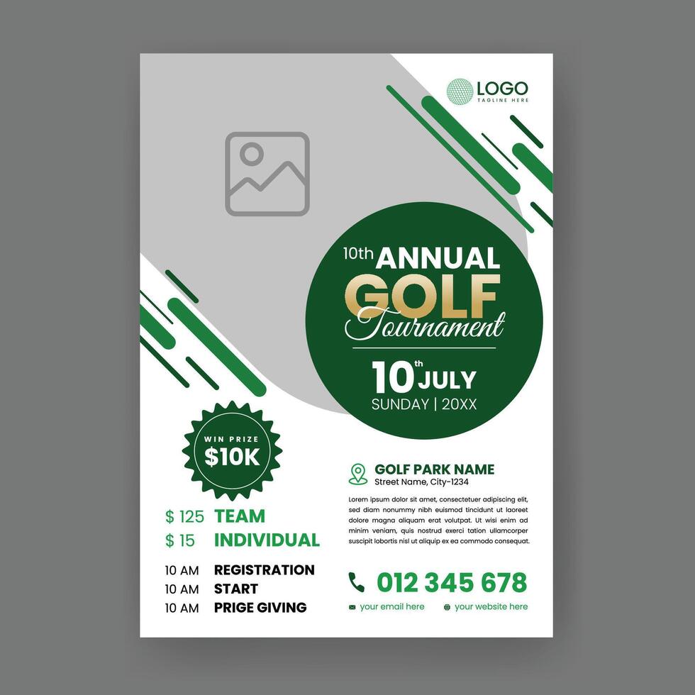 Golf Event Flyer Template. Professional Golf Tournament Flyer with Abstract Shapes  Suitable for Course, Poster, Banner, Ad, Brochure, Invite, etc. vector