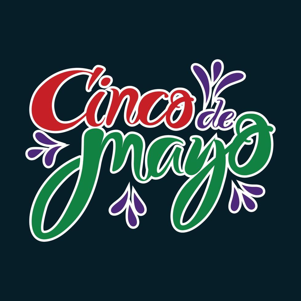 cinco Delaware mayonesa texto con mexicano fiesta modelo. mayo 5 5 federal fiesta tradicional florido tipografía. vector
