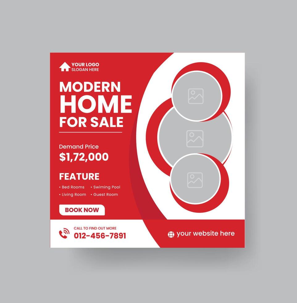 Modern Real state Home rent social media post Sale or carousel design template vector