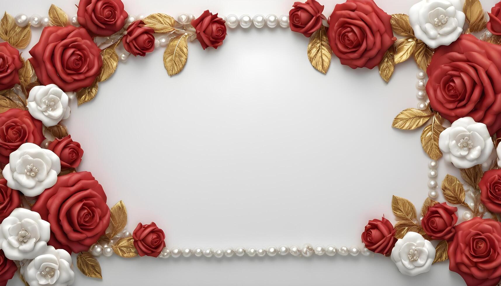 AI generated rose Floral Frame Template Background photo