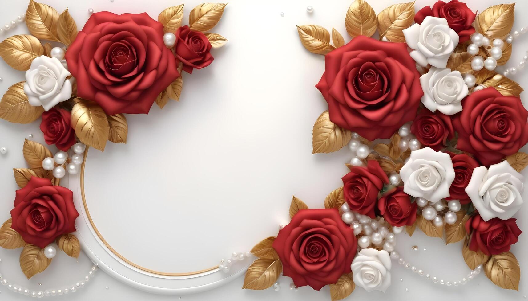 AI generated rose Floral Frame Template Background photo