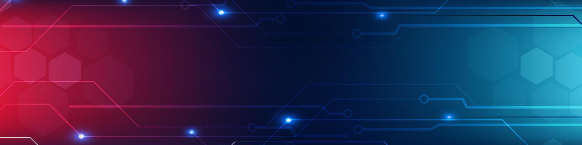 Red Blue Digital technology banner. Futuristic banner for various design projects such as websites, presentations, print materials, social media posts vector