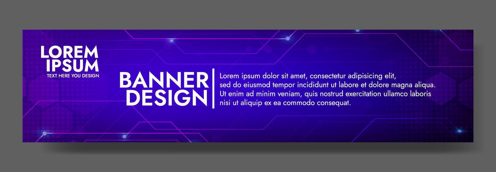 Dark Blue Digital technology banner. Futuristic banner for various design projects such as websites, presentations, print materials, social media posts vector