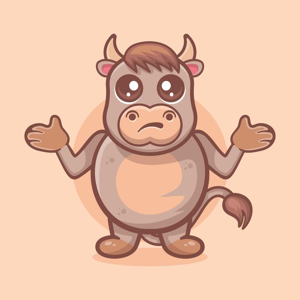 gracioso toro animal personaje mascota dibujos animados con confuso expresión vector