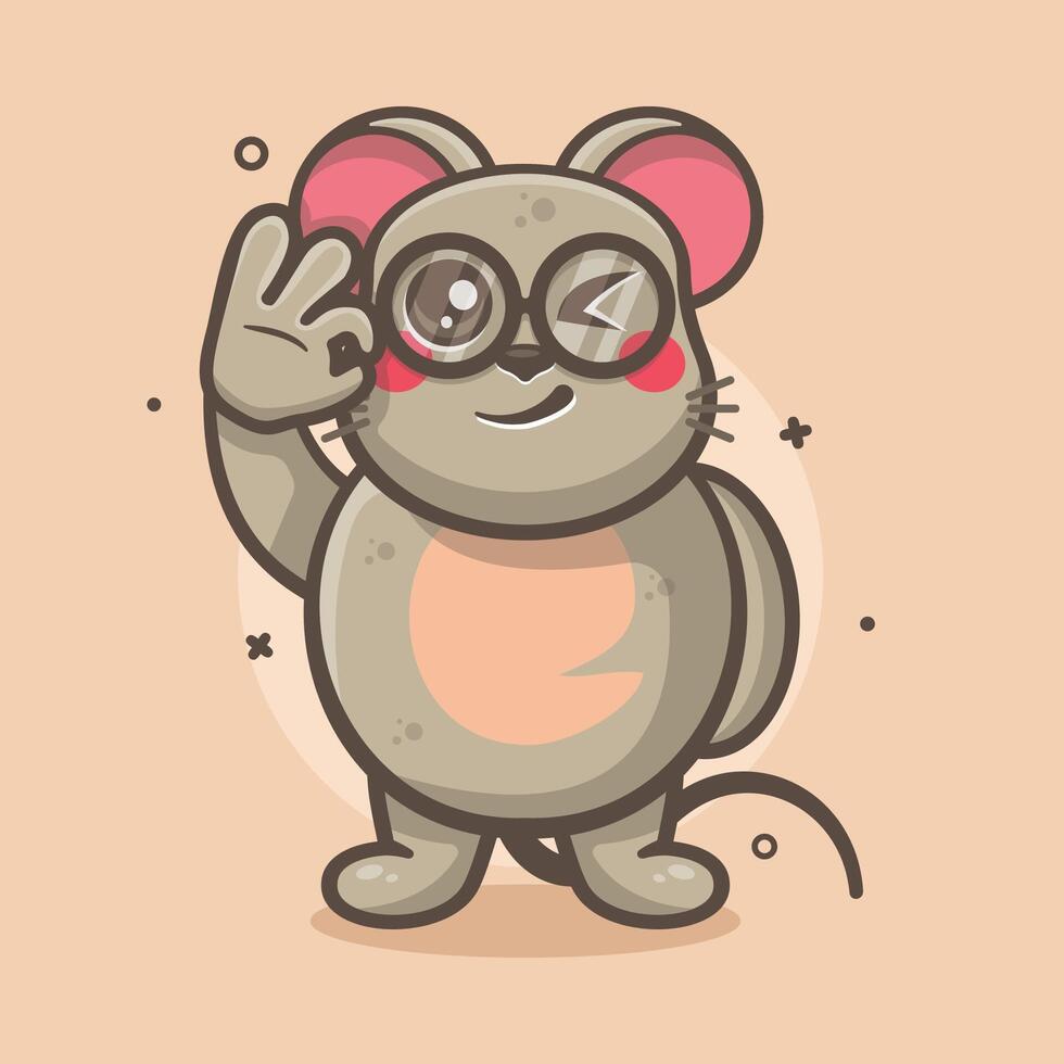 cute mouse animal character mascot with ok sign hand gesture isolated cartoon vector