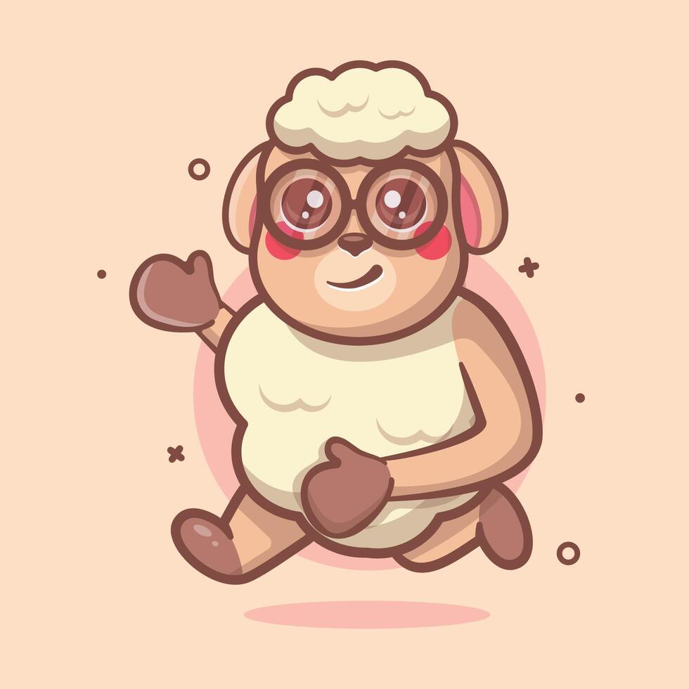 cheerful sheep animal character mascot running isolated cartoon in flat style design vector