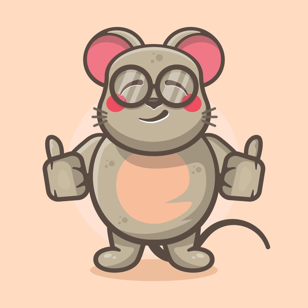 cute mouse animal character mascot with thumb up hand gesture isolated cartoon vector