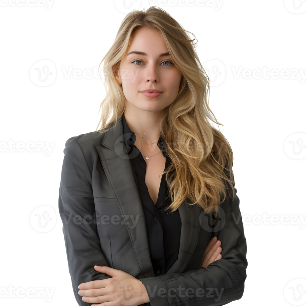 AI generated Business Woman Standing With Crossed Arms on Transparent background - Ai Generated png