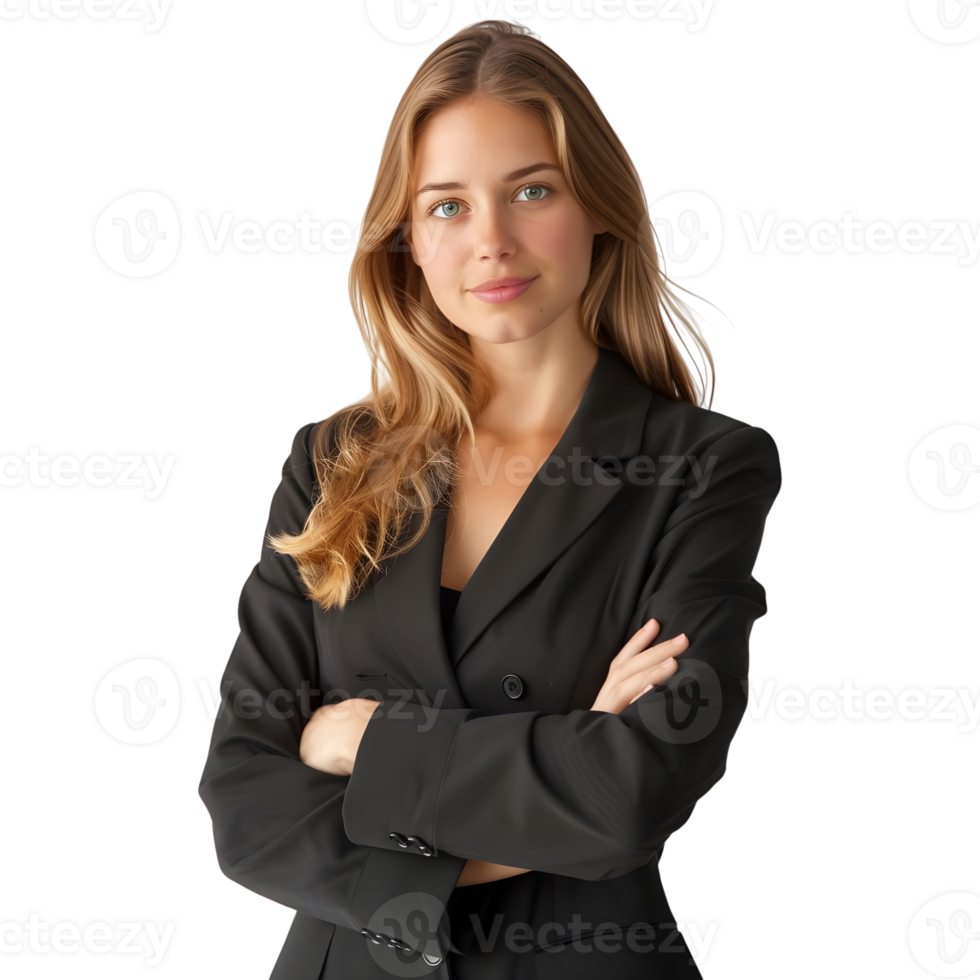AI generated Business Woman Standing With Crossed Arms on Transparent background - Ai Generated png