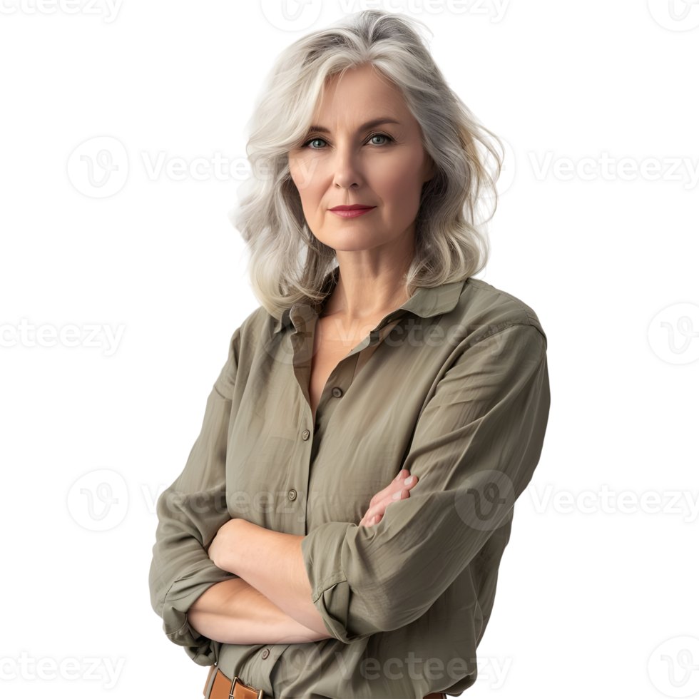 AI generated Business Woman Standing With Crossed Arms on Transparent background - Ai Generated png