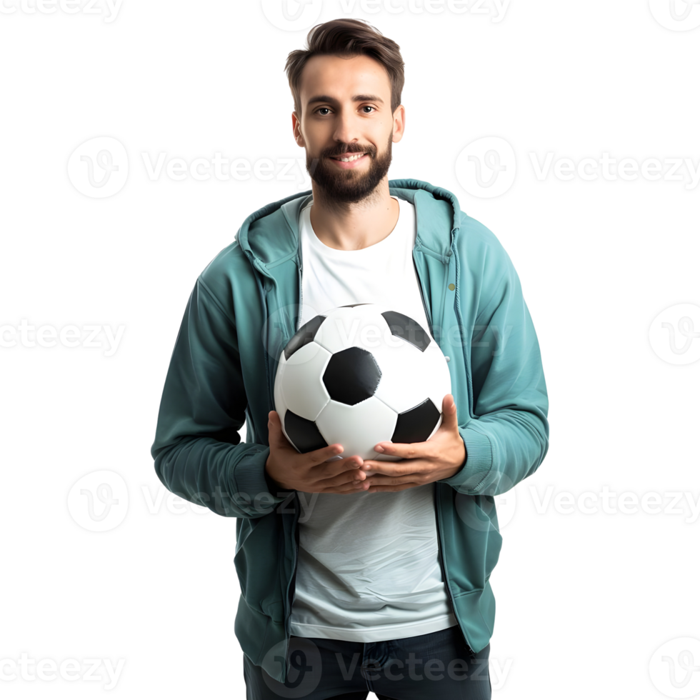 AI generated Boy Standing With Soccer Ball in Hand on Transparent background - Ai Generated png