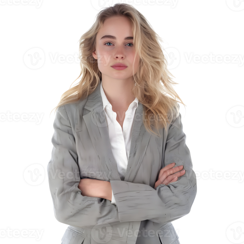 AI generated Business Woman Standing With Crossed Arms on Transparent background - Ai Generated png