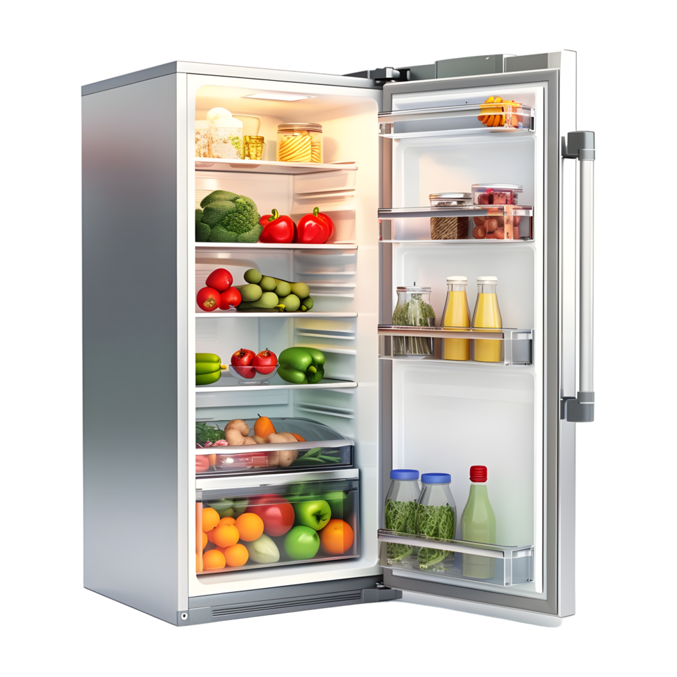 AI generated 3D Rendering of a Refrigerator or Fridge on Transparent Background - Ai Generated png