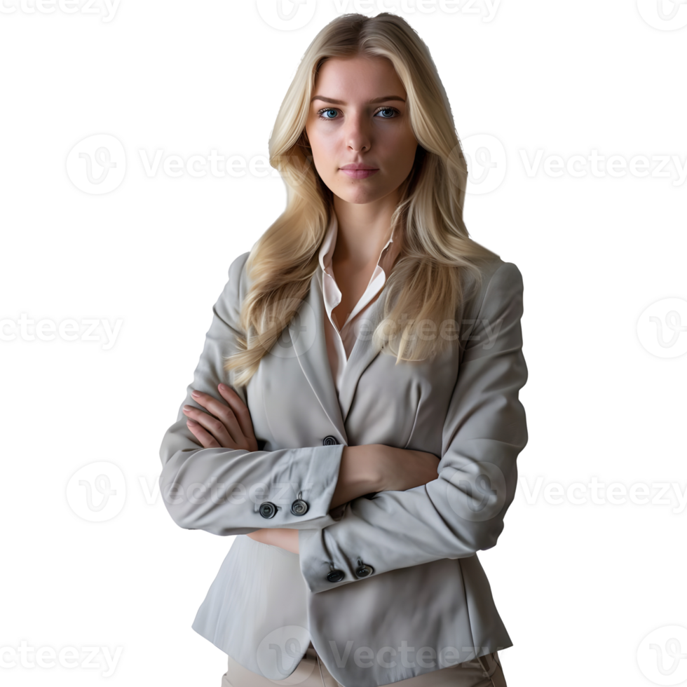 AI generated Business Woman Standing With Crossed Arms on Transparent background - Ai Generated png