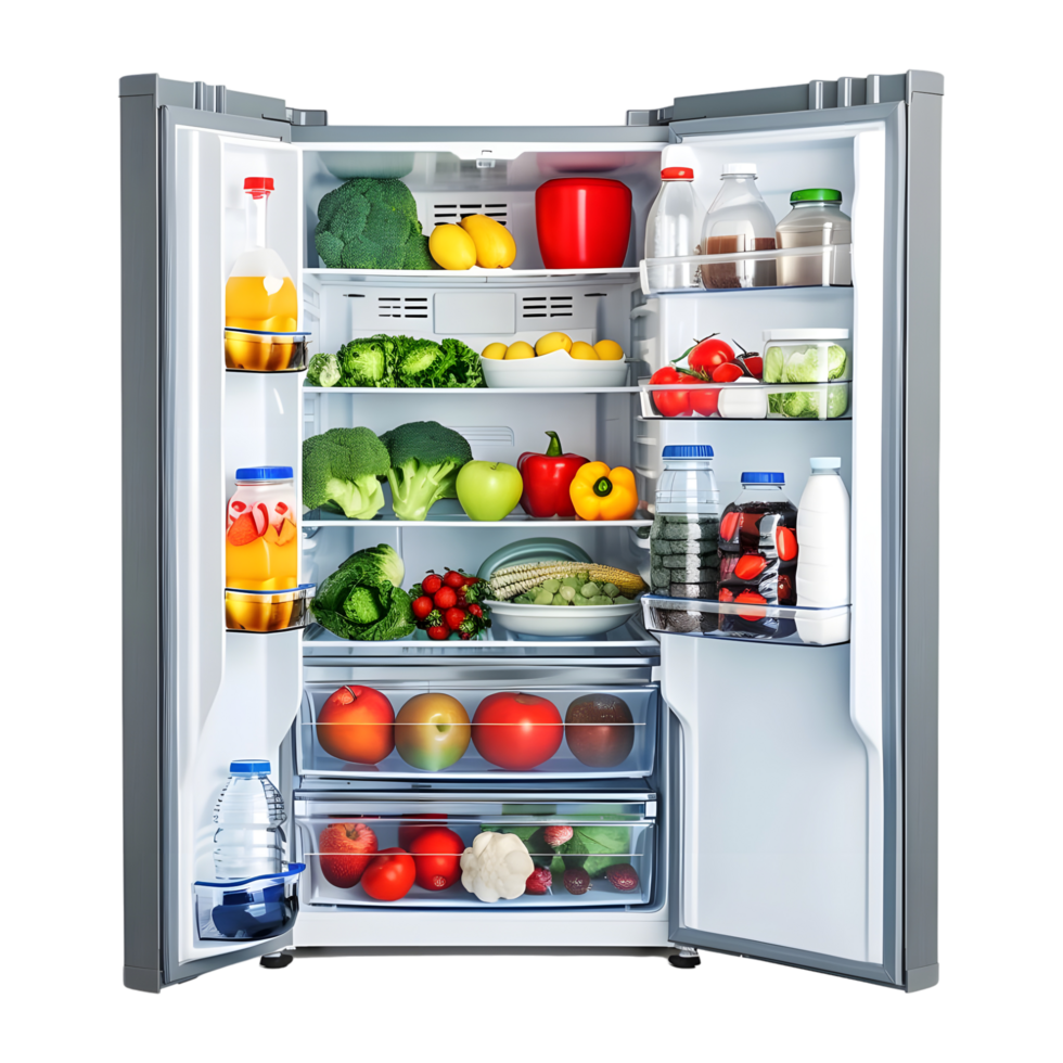 ai generado 3d representación de un refrigerador o refrigerador en transparente antecedentes - ai generado png