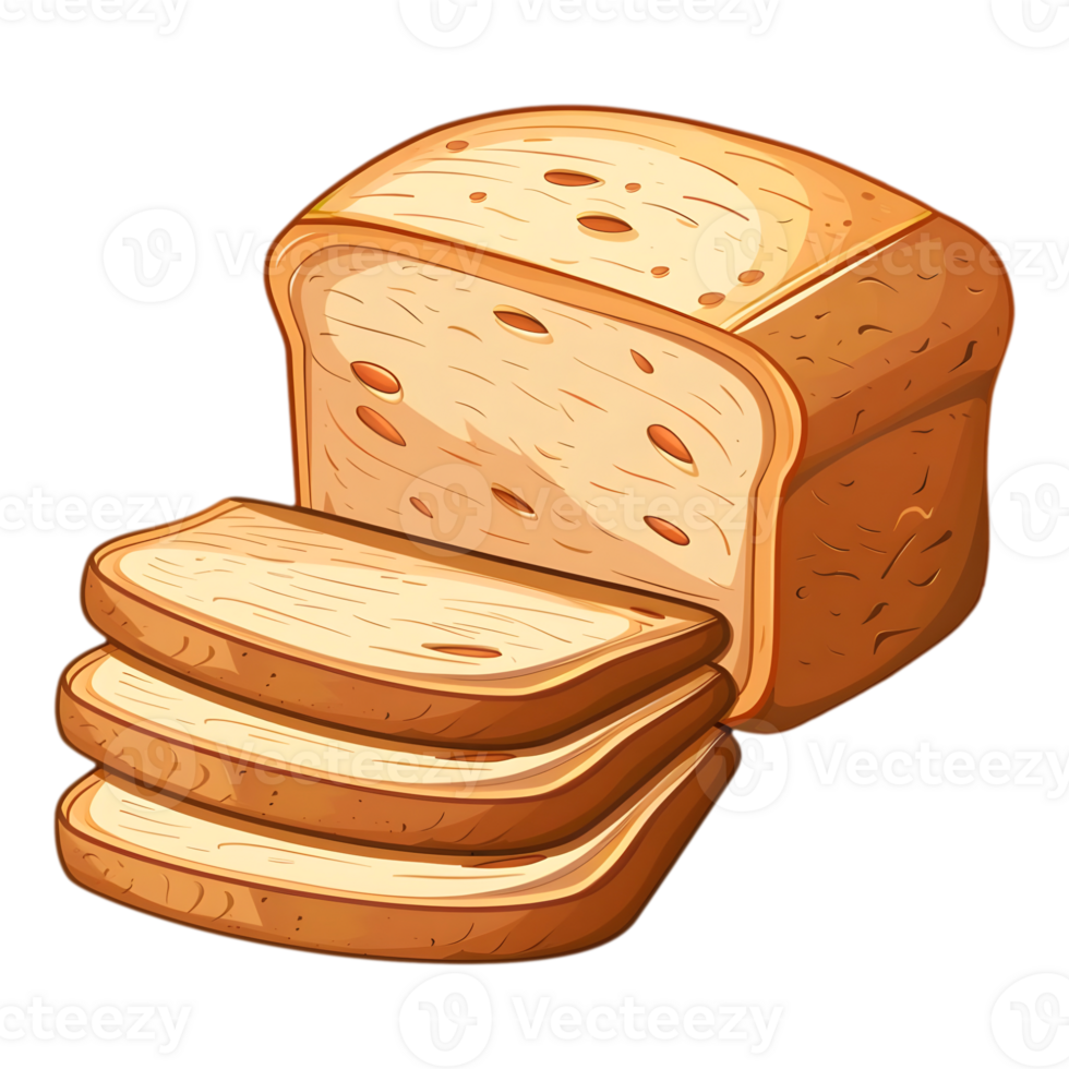 AI generated Sticker of a Bread Sliced On a Transparent Background - Ai Generated png